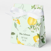 可愛いブルーミングレモン水の色ベビーシャワー フェイバーボックス (正面サイド)