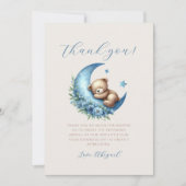 可愛いブルームーンテディベア赤ちゃんシャワーありがとう 招待状 (正面)