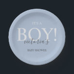 可愛いブルーモダンお洒落タイポグラフィ赤ちゃんシャワー ペーパープレート<br><div class="desc">可愛くて青い「男の子だ」赤ちゃんシャワー紙プレートは、お母さんが男の赤ちゃんを持っているパーティーに最適だ。パステルはっきりしたブルーとお洒落ダークグレーの手書き文字のセリフのタイポグラフィを備えている。ミニマルでシックで、お祝い作りに最適スタイリッシュ。Little Boy Blueベビーシャワーのコレクションの一部として設計。他の製品を参照して、調整された外観のパーティーを作成する。このもし製品に関するサポートが必要な場合カスタマイズは、その他の一致する製品を作成して欲しい場合は、admin@albamarie.comで私に連絡お願いします。喜んでやるよ救済!</div>