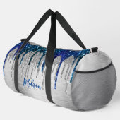 可愛いブルーモダングリッタードリップモノグラム印刷 ダッフルバッグ (右コーナー)