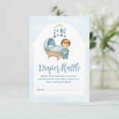 可愛いブルーモバイルクリブベビーコットおむつラッフル エンクロージャーカード (スタンド正面)