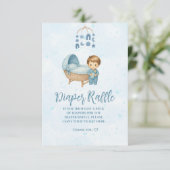 可愛いブルーモバイルクリブベビーコットおむつラッフル エンクロージャーカード (スタンド正面)