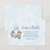 可愛いブルーモバイルクリブベビーコットおむつラッフル エンクロージャーカード (正面/裏面)