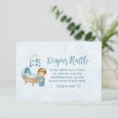 可愛いブルーモバイルクリブベビーコットおむつラッフル エンクロージャーカード (スタンド正面)