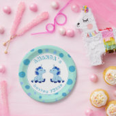 可愛いブルーユニコーン男の子双子ベビーシャワーパーティー ペーパープレート (パーティー)