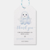 可愛いブルーリトルブボウ男の赤ちゃんシャワーサンキュー ギフトタグ (正面)