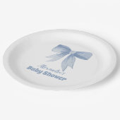 可愛いブルーリボン男の赤ちゃんシャワー ペーパープレート (アングル)