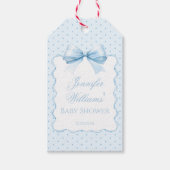 可愛いブルーリボン男の赤ちゃんシャワ感謝していーユー ギフトタグ (正面)