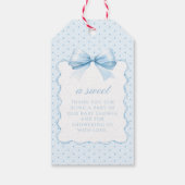 可愛いブルーリボン男の赤ちゃんシャワ感謝していーユー ギフトタグ (裏面)