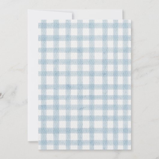 可愛いブルーリボン赤ちゃんシャワー招待 招待状 (裏面)