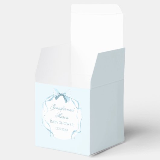 可愛いブルーリボンboho名門私立校風の男の赤ちゃんシャワー フェイバーボックス (オープン)