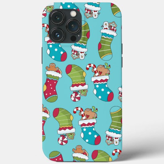 可愛いブルーレッドグリーンクリスマスストッキング柄 Case-Mate iPhoneケース (裏面)