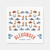 可愛いブルーレッドRodeo馬カウボーイウォーター色名 スタンダードカクテルナプキン (正面)