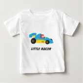 可愛いブルーレースカーのためのリトルレーサー ベビーTシャツ (正面)