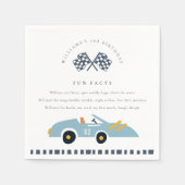 可愛いブルーレースカーキッズ任意の年齢誕生日おもしろい事実 スタンダードカクテルナプキン (正面)