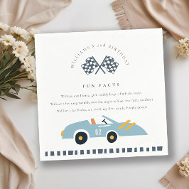 可愛いブルーレースカーキッズ任意の年齢誕生日おもしろい事実 スタンダードカクテルナプキン