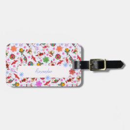 可愛いブルーロマンチックなホリデークリスマスオーナメント ラゲッジタグ