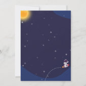 可愛いブルー宇宙宇宙飛行士パーソナライズズ誕生日ボーイ 招待状 (裏面)