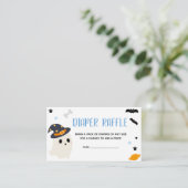 可愛いブルー小さなブー赤ちゃんシャワーおむつラッフル エンクロージャーカード (スタンド正面)