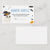 可愛いブルー小さなブー赤ちゃんシャワーおむつラッフル エンクロージャーカード (正面/裏面)