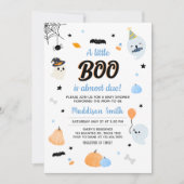 可愛いブルー小さなブー赤ちゃんシャワー 招待状 (正面)