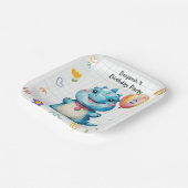 可愛いブルー恐竜バルーンボーイ誕生日パーティー ペーパープレート (傾斜あり)