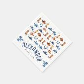 可愛いブルー最初のロデオ馬に乗る水の色名 スタンダードカクテルナプキン (角)