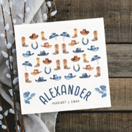 可愛いブルー最初のロデオ馬に乗る水の色名 スタンダードカクテルナプキン