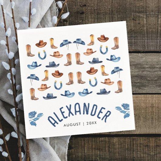 可愛いブルー最初のロデオ馬に乗る水の色名 スタンダードカクテルナプキン