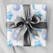 可愛いブルー水彩風船男の赤ちゃんボーホパターン ラッピングペーパー