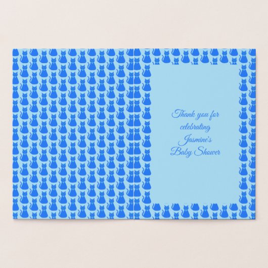 可愛いブルー男の赤ちゃんネコ赤ちゃんシャワーありがとう 箔カード (内部)