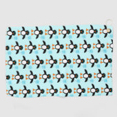 可愛いブルー男の赤ちゃんペンギンゴルフタオル ゴルフタオル (横)