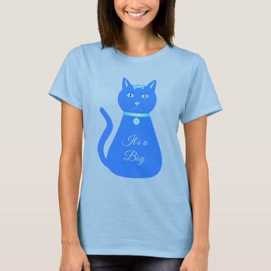 可愛いブルー男の赤ちゃん猫カスタム性表彰 Tシャツ (正面)