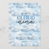 可愛いブルー私たちはクラウド9赤ちゃんシャワーシャワー 招待状 (正面/裏面)