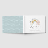 可愛いブルー赤面レインボースターキッズベビーシャワー ゲストブック (全面)