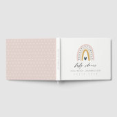 可愛いブルー赤面レインボーハートキッズベビーシャワー ゲストブック (全面)