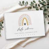 可愛いブルー赤面レインボーハートキッズベビーシャワー ゲストブック