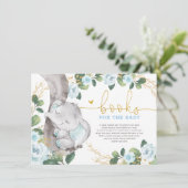 可愛いブルー金ゴールドフローラ象の本ベビー エンクロージャーカード (スタンド正面)