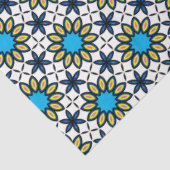 可愛いブルー&イエローシームレス花柄 薄葉紙 (詳細)