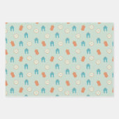 可愛いブルー/グリーンラマダーン犠牲祭 ラッピングペーパーシート (正面3)