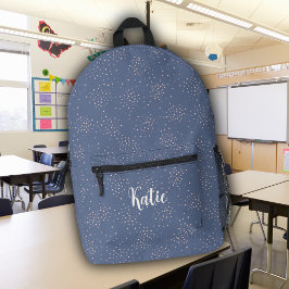 可愛いブルー&ピンクモノグラムモノグラムの名 プリントバックパック