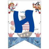 可愛いブルー&レッド海賊テーマ バンティングフラッグ (第1の旗)