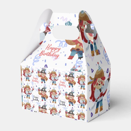 可愛いブルー&レッド海賊テーマ フェイバーボックス (正面サイド)