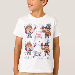 可愛いブルー&レッド海賊テーマ Tシャツ