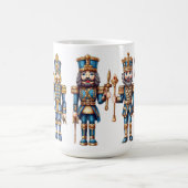 可愛いブルー&金ゴールドクリスマスくるみ割り兵士 コーヒーマグカップ (中央)