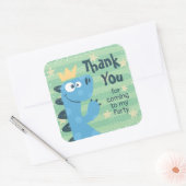 可愛いブルーTレックス恐竜誕生日ありがとう スクエアシール (封筒)
