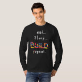 可愛いブロック建物食べミームスリープ構築Re Tシャツ (正面フル)