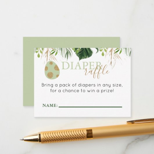 可愛いブロントサウルス恐竜おむつラッフルインサート エンクロージャーカード (正面/裏面インサイチュ)