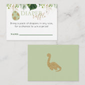 可愛いブロントサウルス恐竜おむつラッフルインサート エンクロージャーカード (正面/裏面)