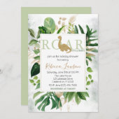 可愛いブロントサウルス恐竜の赤ちゃんシャワー 招待状 (正面/裏面)